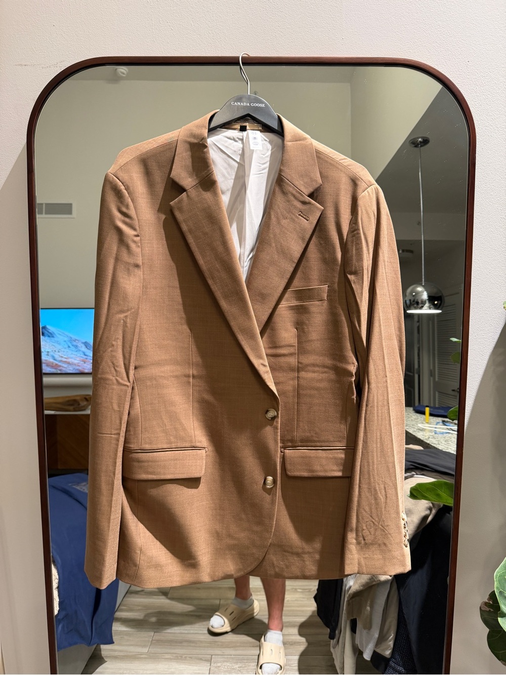 State and Liberty Athletic Fit Stretch Blazer - Heathered Cappuccino Size 46